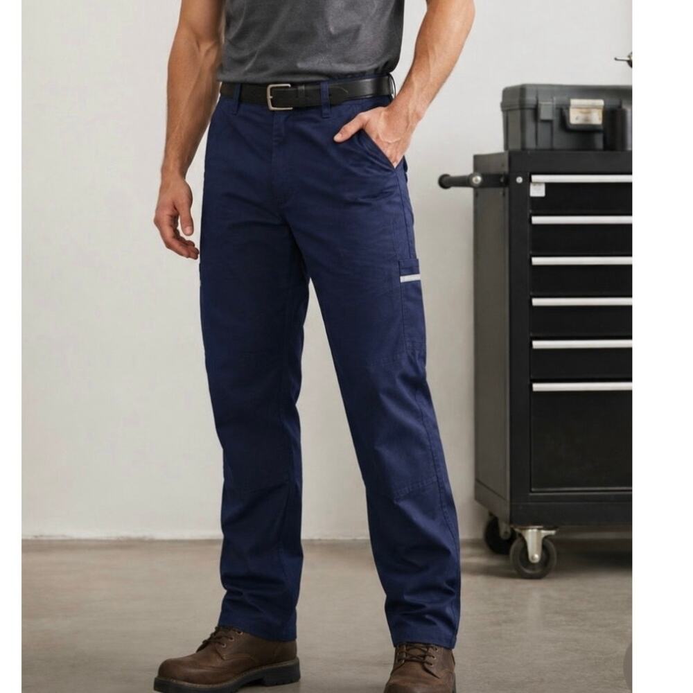 OOBE Mens Work Pants 34x34 Navy Blue Cargo Utility Reflective Canvas NWT